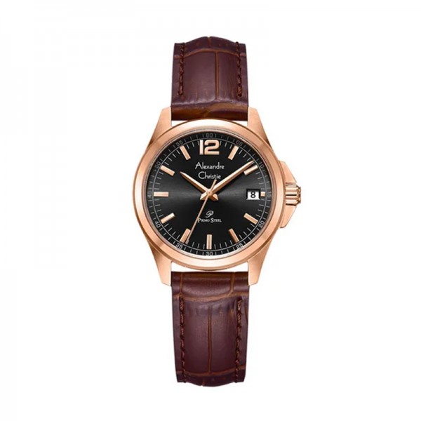 Alexandre Christie AC 1031 Rosegold Black Brown Leather Lady LDLRGBABO